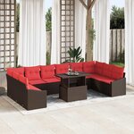 vidaXL Ensemble de Canapés 11 Pièces Marron et rouge polyrotin