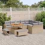 vidaXL Ensemble de canapé de jardin 12 Pièces Beige Poly Rattan