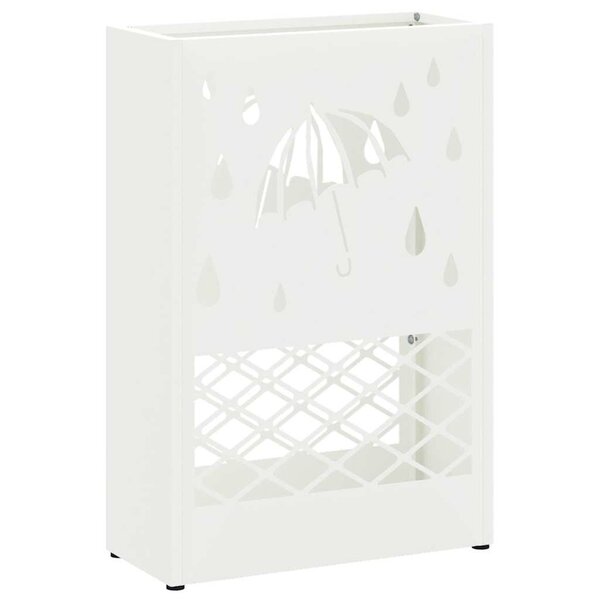 vidaXL Porte-parapluie avec stockage Blanc 28 x 12 x 41 cm Acier