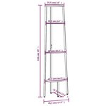 vidaXL Étagère d'angle à 4 niveaux Marron foncé et noir 45 5 x 31 5 x 150 cm