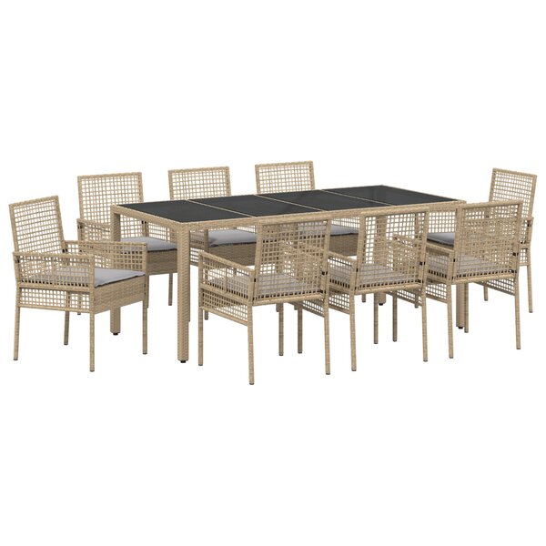 vidaXL Ensemble de salle à manger pour jardin 9 Pièces Beige