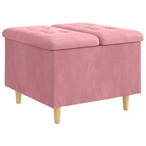 vidaXL Pouf de rangement avec coussin Rose 60 x 60 x 45 cm Velours
