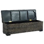 vidaXL Boîte de rangement 120 cm Noir Rotin naturel kubu et manguier