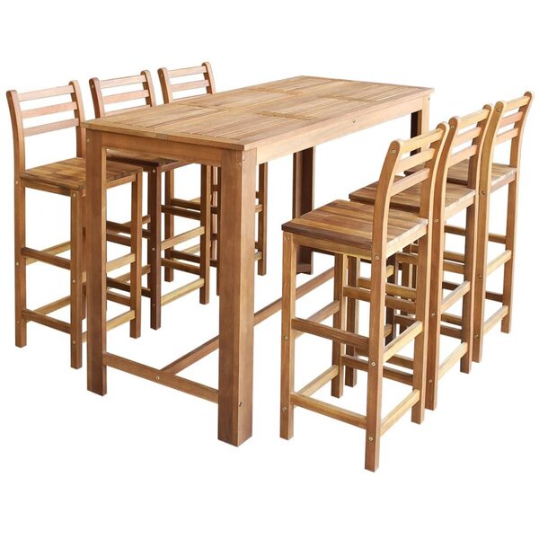vidaXL Table et chaises de bar 7 Pièces Bois d'acacia massif
