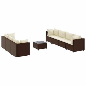 vidaXL Salon de jardin avec coussins 8 Pièces marron résine tressée