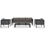 vidaXL Salon de jardin 6 Pièces avec coussins résine tressée anthracite