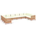 vidaXL Salon de jardin 10 Pièces avec coussins Marron miel Bois de pin