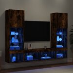 vidaXL Unités murales TV avec LED 5 Pièces chêne fumé bois d'ingénierie