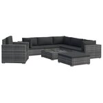 vidaXL Salon de jardin 8 Pièces avec coussins Résine tressée Gris