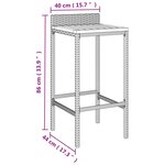 vidaXL Ensemble de bar jardin 3 Pièces gris poly rotin/bois massif acacia