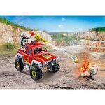 PLAYMOBIL 71824 - Action Heroes Véhicule de pompiers avec bidon d'essence enflammé