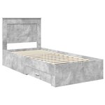 vidaXL Cadre de lit Gris Béton et Argent 75 x 190 cm Bois d'ingénierie