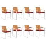 vidaXL Chaises de jardin 8 Pièces avec coussins Bois d'acacia solide