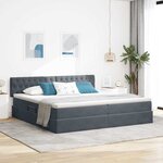 vidaXL Lit de Rangement avec matelas Gris foncé 200 x 200 cm Velours