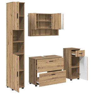 vidaXL Ensemble de mobilier de salle de bain 4 Pièces Chêne artisanal
