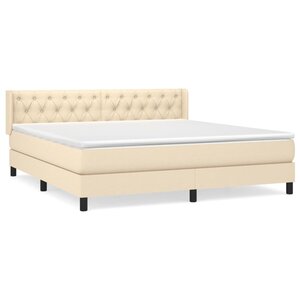 vidaXL Sommier à lattes de lit avec matelas Crème 160x200 cm Tissu