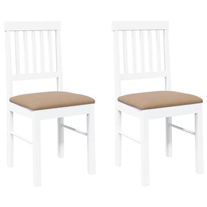 vidaXL Chaises à manger coussins 2 Pièces blanc bois massif caoutchouc