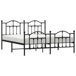 vidaXL Cadre de lit métal sans matelas avec pied de lit noir 183x213cm