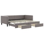 vidaXL Lit de jour avec gigogne et tiroirs taupe 90x200 cm tissu