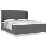 Lit à ressort vidaXL avec matelas en gris foncé  180x200 cm en tissu