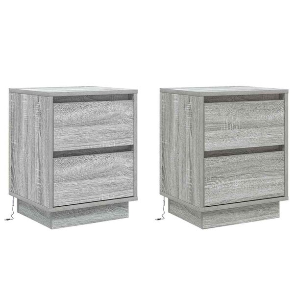 vidaXL Cabinet de chevet avec tiroir avec 2 Pièces Gris 39 x 34.5 x 50 cm
