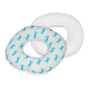 Coussin rond post natal noeuds papillons blanc
