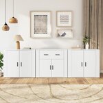vidaXL Buffets 3 Pièces Blanc Bois d'ingénierie