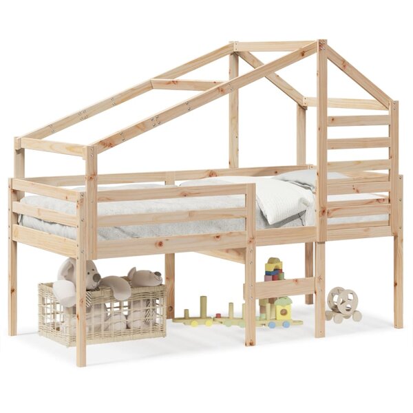 vidaXL Lit haut avec toit 90x200 cm bois de pin massif