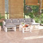 Vidaxl salon de jardin palette 7 pièces avec coussins bois de pin
