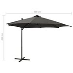 vidaXL Parasol déporté avec mât et lumières LED Anthracite 300 cm