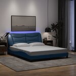 vidaXL Cadre de lit avec lumières LED bleu 160x200 cm tissu