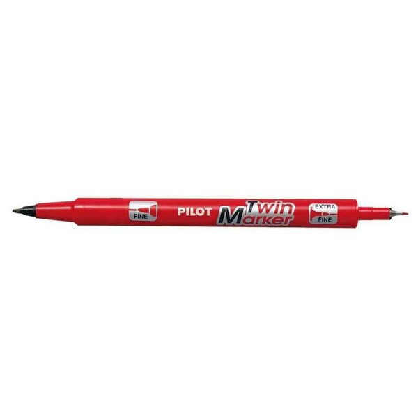 Marqueur TWIN MARKER BEGREEN indélibile rouge 2 pointes ogives:fine et moyenne x 10 PILOT