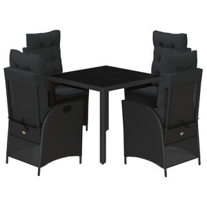 vidaXL Ensemble à manger de jardin coussins 5Pièces Noir Résine tressée