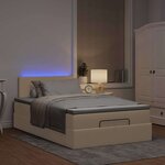 vidaXL Lit ottoman avec matelas et LED crème 120x190 cm tissu