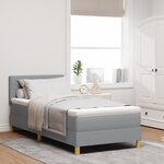 vidaXL Lit Box Spring avec Matelas & LED Gris Clair 80x200 cm Tissu