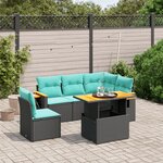 vidaXL Salon de jardin 6 Pièces avec coussins noir résine tressée