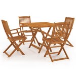 vidaXL Mobilier à dîner de jardin pliable 5 Pièces Bois d'acacia solide