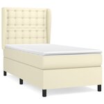 vidaXL Lit à sommier tapissier avec matelas Crème 90x200 cm Similicuir