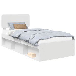 vidaXL Cadre de lit avec tête de lit Blanc 90 x 200 cm Pin massif