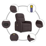 vidaXL Fauteuil inclinable de massage Marron foncé Tissu