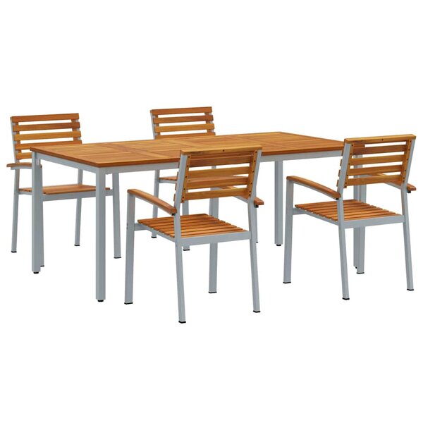 vidaXL Ensemble de salle à manger pour jardin 5 Pièces Gris et marron