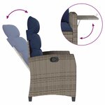 vidaXL Chaise de jardin inclinable avec table d'appoint gris polyrotin