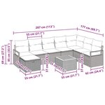vidaXL Set de canapé jardin 9 pièces avec coussins poly rotin gris