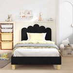 vidaXL Cadre de lit pour enfants avec tête de lit Noir 90 x 190 cm