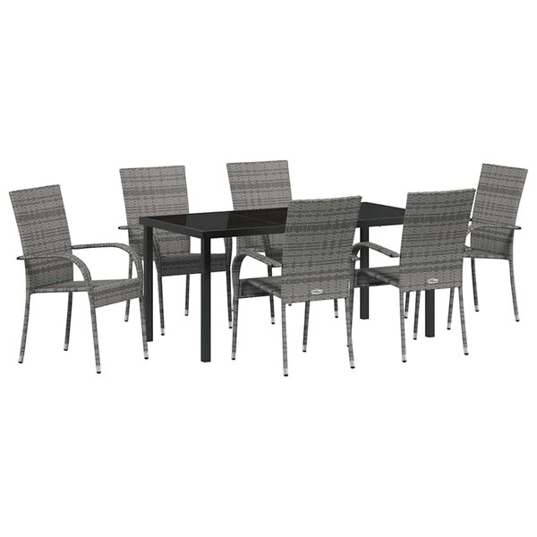 vidaXL Ensemble de salle à manger pour jardin 7 Pièces Gris