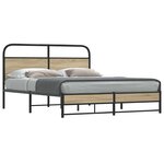 vidaXL Cadre de lit sans matelas 150x200 cm chêne fumé bois ingénierie