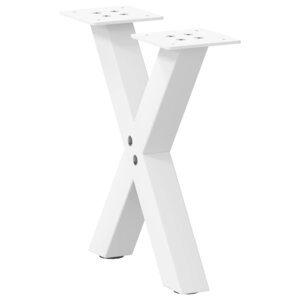 vidaXL Pieds de table basse en forme de X  2 pièces  blanc  37 x (30-31) cm  acier