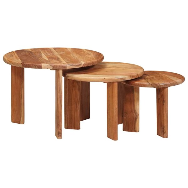 vidaXL Tables basses gigognes 3 Pièces Marron Bois d'Acacia Massif