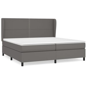 vidaXL Sommier à lattes de lit avec matelas Gris 200x200 cm Similicuir