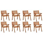 vidaXL Chaises de jardin avec coussins 8 Pièces Bois d'acacia solide